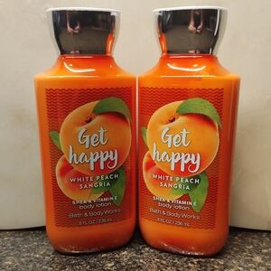 NEW! Set Of 2 Bath And Body Works "Get Happy" White Peach Sangria Body Lotion